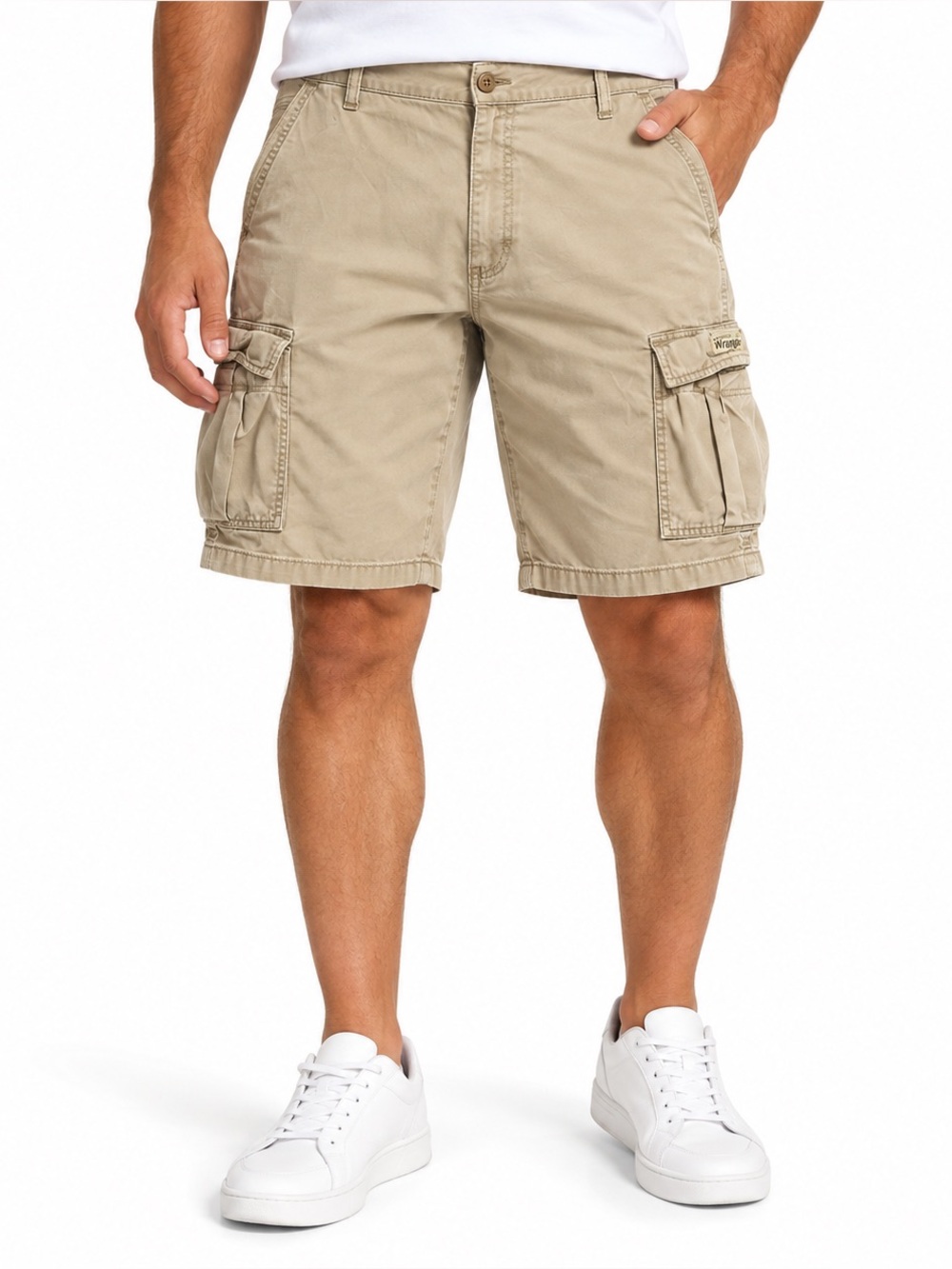 WRANGLER Mens Khaki Tan Cotton Cargo Utility Outdoor Shorts Size 38